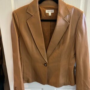 St John Sport Camel Leather Blazer